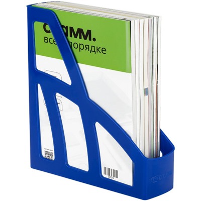 Лоток для бумаг вертикальный  75 мм "Лидер" синий ЛТВ-30451 Стамм