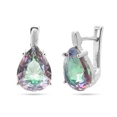 Серьги из серебра мистик кварц, Капля