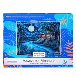 Алмазная мозаика на подрамнике 30*40 (частичная выкладка). Ночь в лесу.