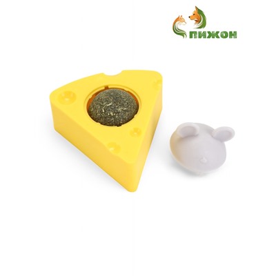 Игрушка для кошек из кошачьей мяты «Сыр» на основании, 5×4 см