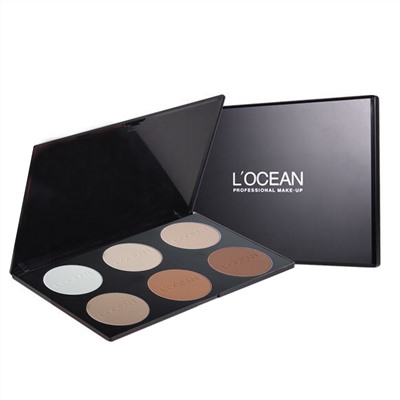 L‘OCEAN Профессиональная палетка пудры 6 оттенков / Hole Cake Powder, 10 г x 6