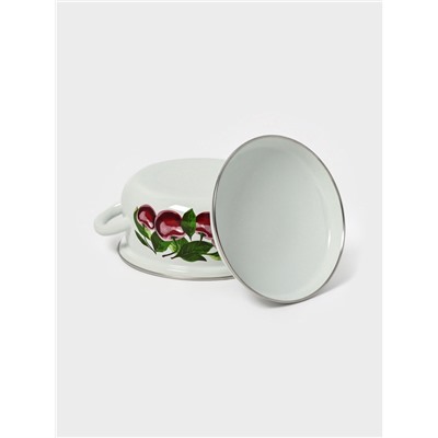 Кастрюля эмалированная «Вишнёвый сад», 2 л, d=20.4 см, белая