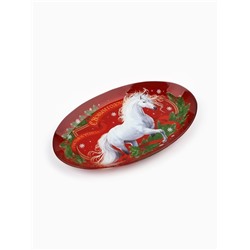 Блюдо новогоднее «С Новым годом», 24.5×15×2 см, стекло