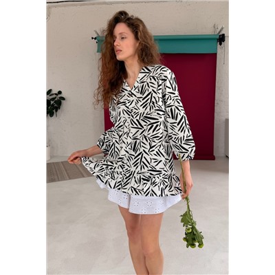 Блузка  NATURE099/02/Белый, черный