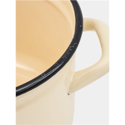 УЦЕНКА Кастрюля эмалированная, 2 л, d=17 см, без крышки, без декора, слоновая, кости