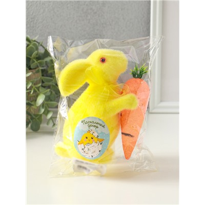 Фигурка пасхальная «Жёлтый заяц с морковкой», 6.5×12×15.5 см