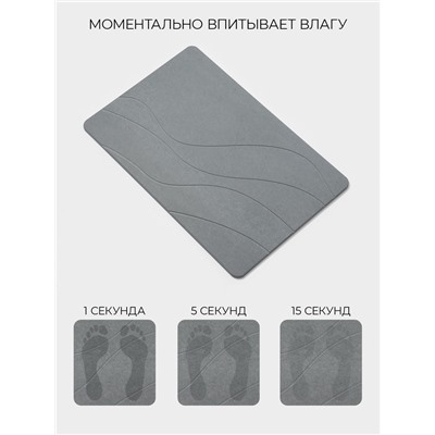 Коврик для ванной SAVANNA, диатомитовый, толщина 1 см, 39×60 см, серый