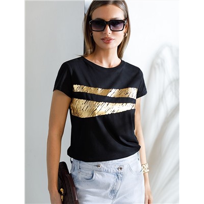 Нарядная футболка с золотистым принтом