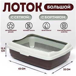 Лоток большой с сеткой и бортиком Atlantis «Стандарт», 43×33×12.5 см, шоколад