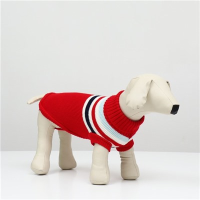 Свитер «Полоски», XS (ДС 17, ОШ 17, ОГ 23-37 см), красный