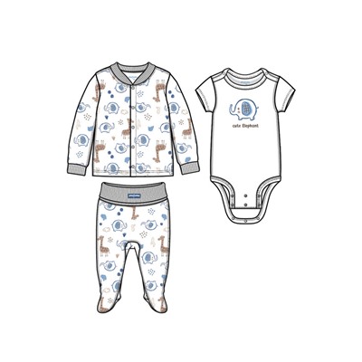 Комплект детский трикотажный для мальчиков: боди, кофточка, ползунки