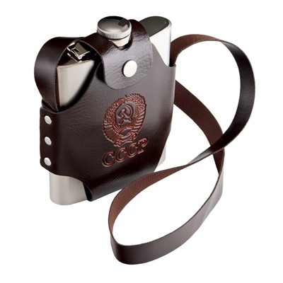 Фляжка для алкоголя "СССР", нержавеющая сталь, чехол, подарочная, 540 мл