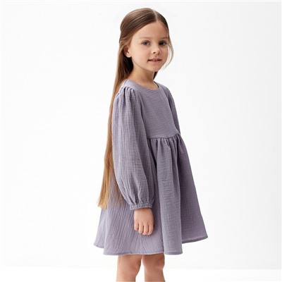 Платье детское с длинным рукавом KAFTAN «Муслин», размер 32 (110-116 см), серое