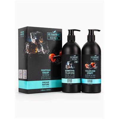 Подарочный набор мужской DREAM NATURE SPA CARE «Сила льда», шампунь 500 мл, гель для душа 500 мл