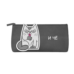 Пенал-косметичка 210х80х35 мм 72134 "И ЧЁ КОТ" полиэстер, нашивка из иск.кожи Феникс