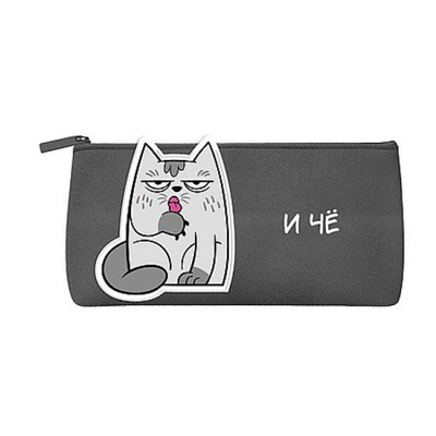 Пенал-косметичка 210х80х35 мм 72134 "И ЧЁ КОТ" полиэстер, нашивка из иск.кожи Феникс