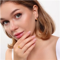 Комплект ювелирная бижутерия коллекция  "Дубай" серьги и кольцо 18 р, покрытие: позолота, вставка: фианиты, цвет: желтый и прозрчный, арт.215.464-18