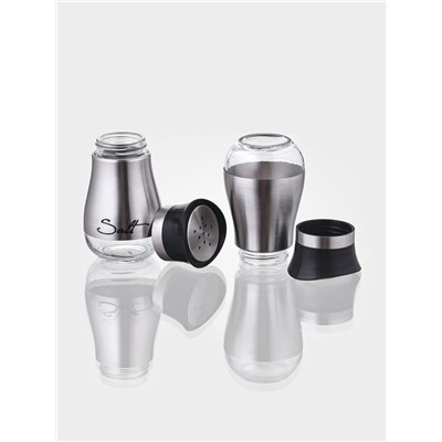 Набор для специй «Сияние.Silver», 2 шт., на подставке, стекло, серебристый