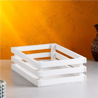 Кашпо для цветов Classic, 30×20×9.5 см, деревянное, белое