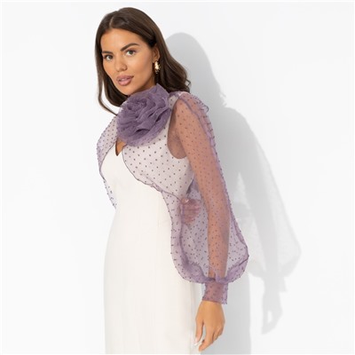 Болеро нарядное со съемным декором, Деловой взгляд (сиреневое, с брошкой)