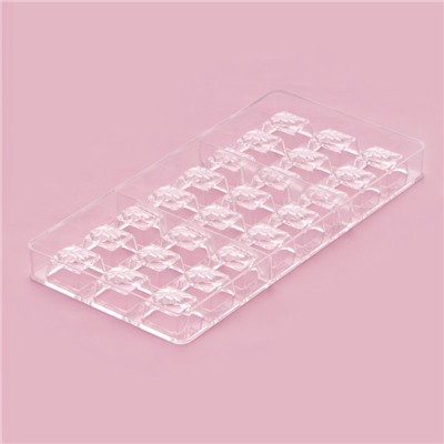 Форма для конфет и шоколада KONFINETTA «Ягодный лист», 27.5×17.5×2.5 см, 24 ячейки 2.7×2.5×1.2 см, прозрачная