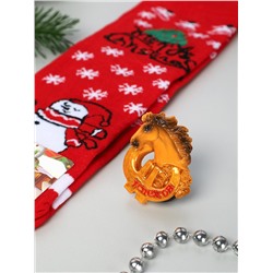 Подарочный набор Новогодний № 28 /25339-1/ Носки + магнитик ЛОШАДЬ /