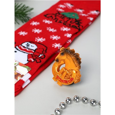 Подарочный набор Новогодний № 28 /25339-1/ Носки + магнитик ЛОШАДЬ /