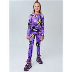 Термокомплект трикот. для девочек: фуфайка (футболка) с длин. рук, брюки