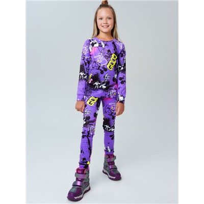 Термокомплект трикот. для девочек: фуфайка (футболка) с длин. рук, брюки