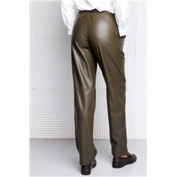 Брюки из экокожи на резинке 422 (Хаки)
