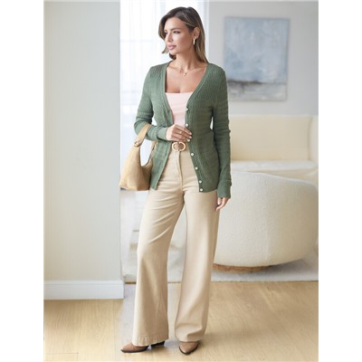 Кардиган тонкой ажурной вязки из хлопка и вискозы