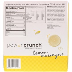 BNRG, Power Crunch, протеиновый энергетический батончик, лимонная меренга, 12 батончиков, 40 г (1,4 унции) каждый