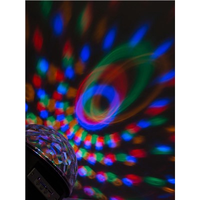 Ночник проектор «Хрустальный диско-шар» 17.5 см, динамик, свечение RGB, 220 В