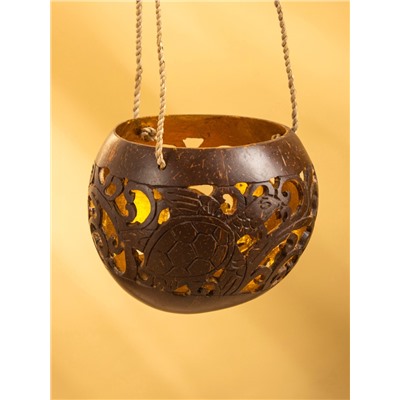Подсвечник подвесной из кокоса, 9-12 см, коричневый