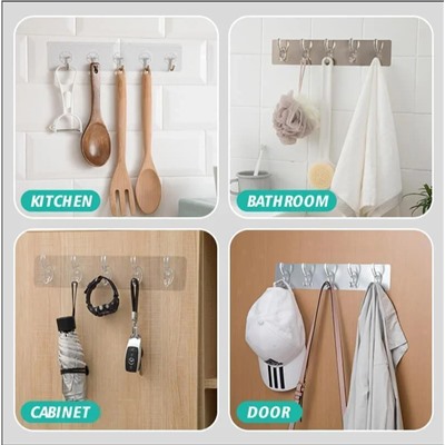 Прозрачные крючки одной лентой 6 штук