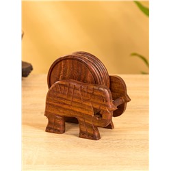 Подставка под горячее «Слон», набор 6 шт., 12×12×6.5 см, дерево шишам