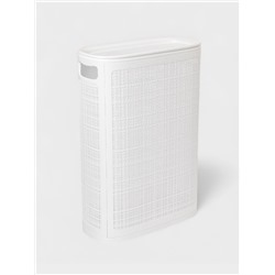 Плетёная корзина для белья с крышкой «Лён», 45 л, 43×20×60 см, белая