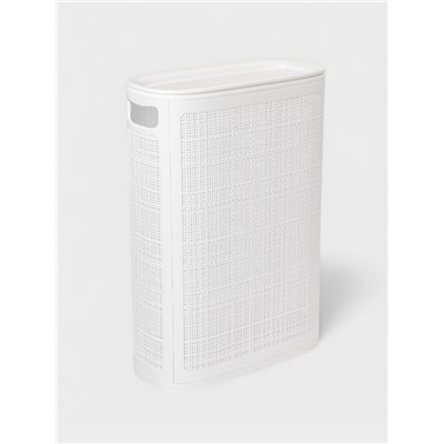 Плетёная корзина для белья с крышкой «Лён», 45 л, 43×20×60 см, белая