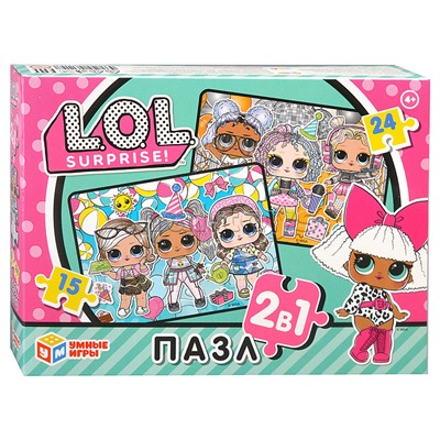 Пазлы набор 2 в 1: 15 и 24 "L.O.L." 190х140х35 мм.