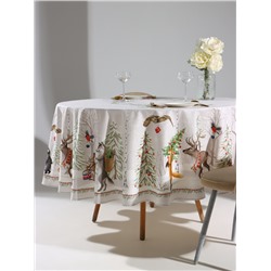 УЦЕНКА Скатерть Этель "Новогоднее чудо" d=220см +/-3см с ВГМО, 100%хл, саржа 190гр/м2