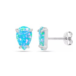 Серьги из серебра опал голубой, МОВ0294