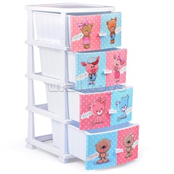 Комод "Декор" "Друзья" (монорисунок) 4 секции белый