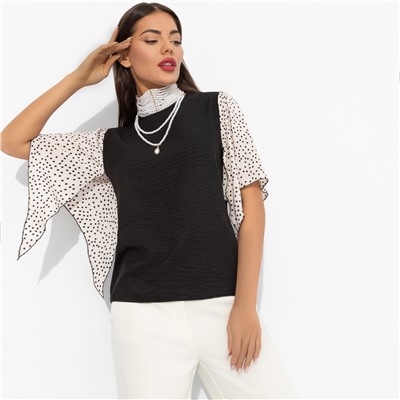 Блуза с дизайнерскими рукавами, Значение моды (черная)