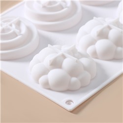 Форма для муссовых десертов и выпечки KONFINETTA «Карамелла», силикон, 29,5×17,2×2,5 см, 8 ячеек (d=6,5 см), цвет белый