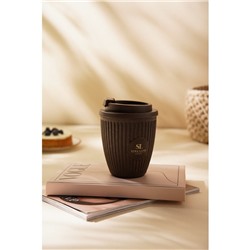 Стакан для кофе SL Home, 250 мл, 9.5×12.5 см, с крышкой, коричневый