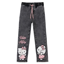 Брюки текстильные джинсовые утепленные флисом для девочек