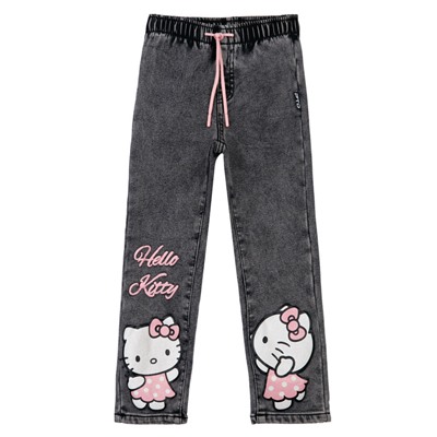 Брюки текстильные джинсовые утепленные флисом для девочек