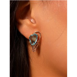 Серьги ювелирная бижутерия коллекция "Дубай" с крупным камнем, покрытие позолота, цвет: голубой, арт.314.442