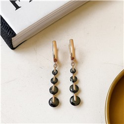 Серьги ювелирная бижутерия коллекция "Дубай" покрытие позолота, вставка: фианиты, цвет: черный, арт.007.186