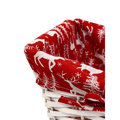 Корзина плетёная для хранения «Новогодняя», 37×28×18 см, ручка h=13 см, белая